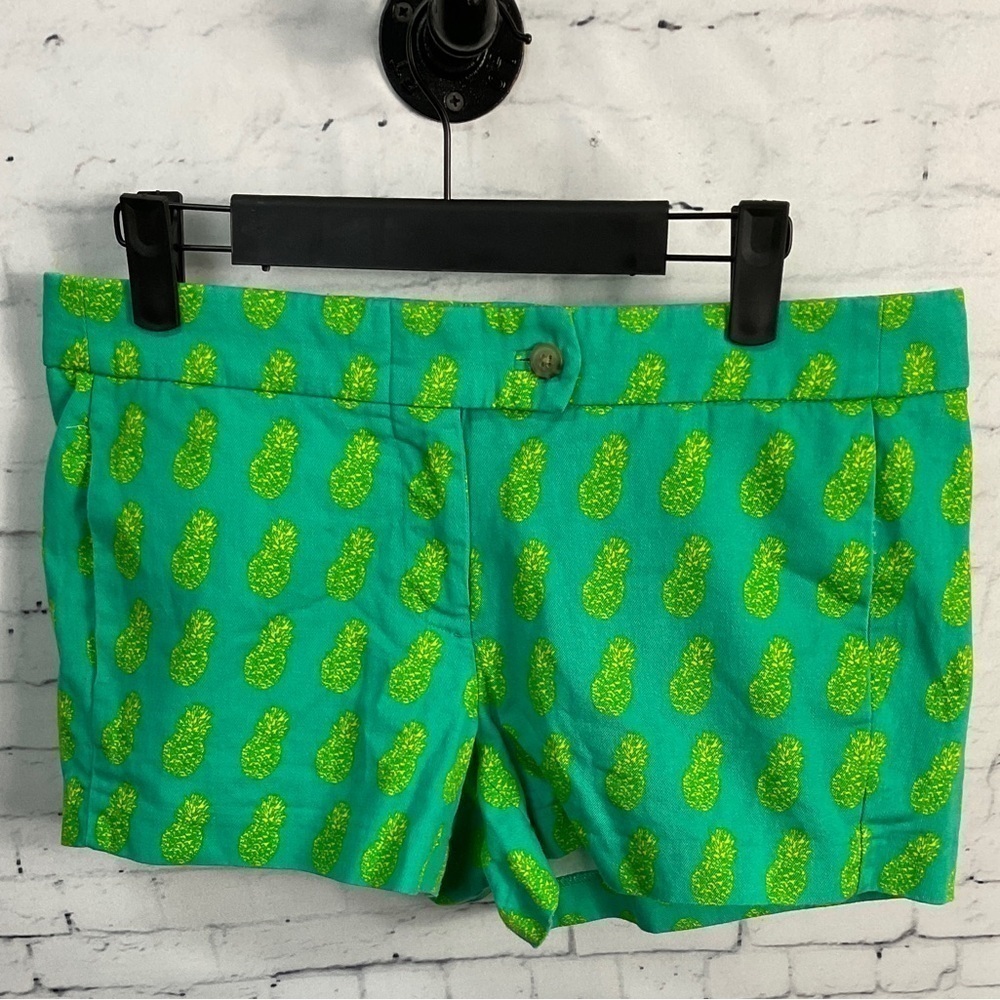 J Crew Women‎ Size 4 Green Pineapple Print Shorts Mid Rise Cotton Pockets…